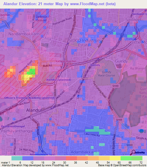 Alandur,India Elevation Map