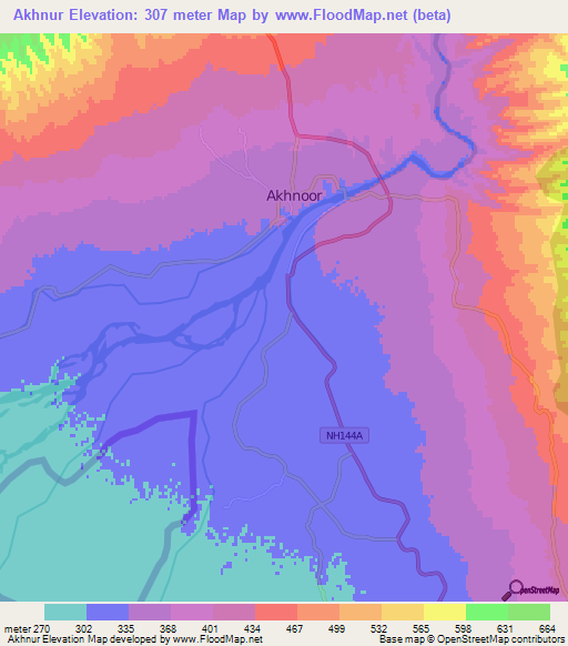 Akhnur,India Elevation Map