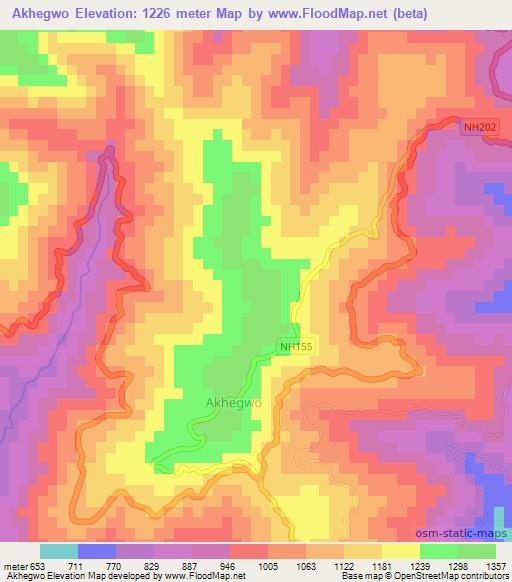 Akhegwo,India Elevation Map