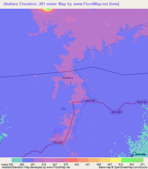 Akaltara,India Elevation Map