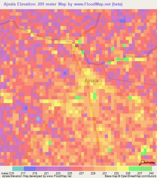 Ajnala,India Elevation Map