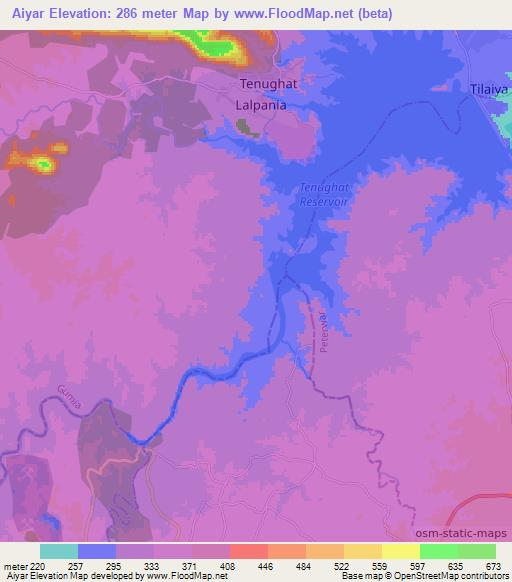Aiyar,India Elevation Map