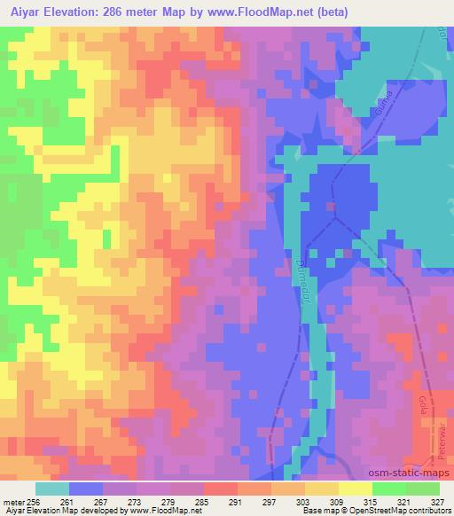 Aiyar,India Elevation Map
