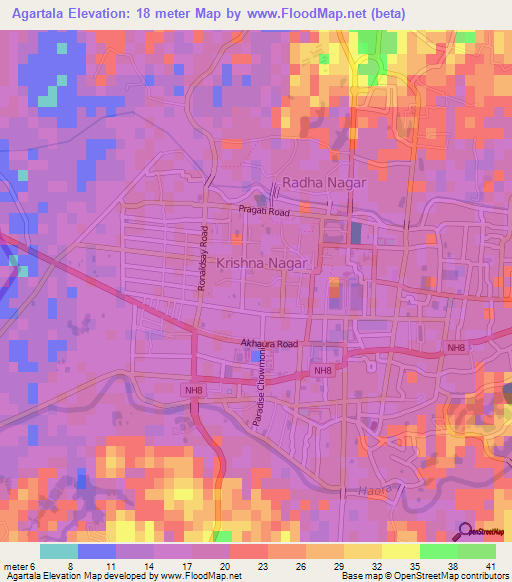 Agartala,India Elevation Map