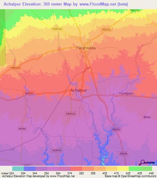 Achalpur,India Elevation Map