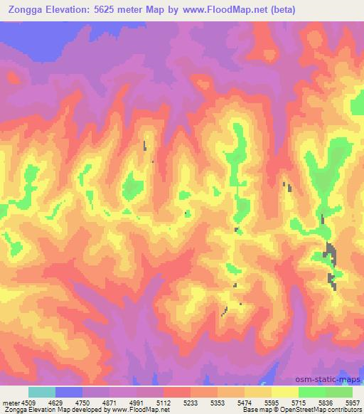 Zongga,China Elevation Map