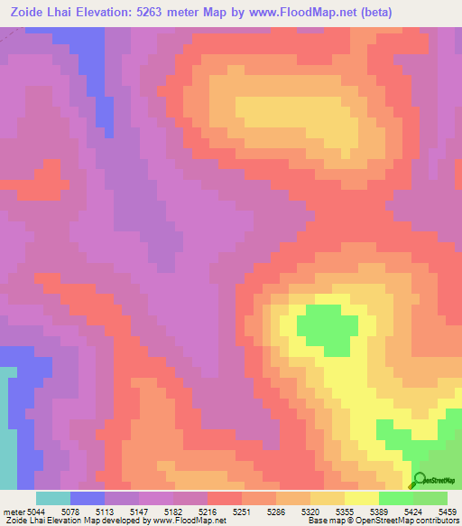 Zoide Lhai,China Elevation Map