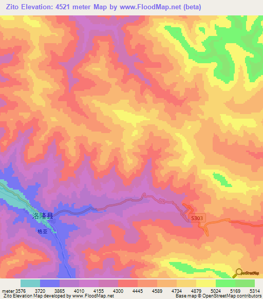 Zito,China Elevation Map