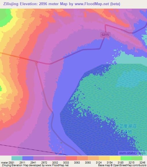 Ziliujing,China Elevation Map