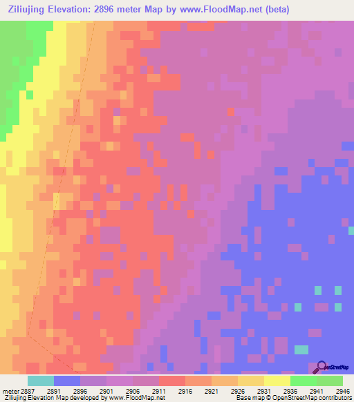 Ziliujing,China Elevation Map