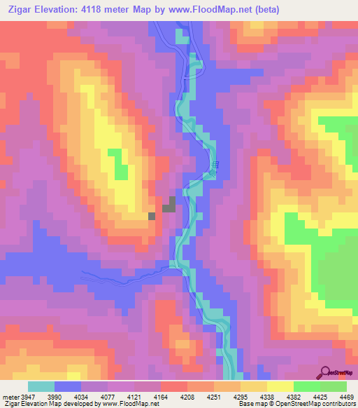 Zigar,China Elevation Map