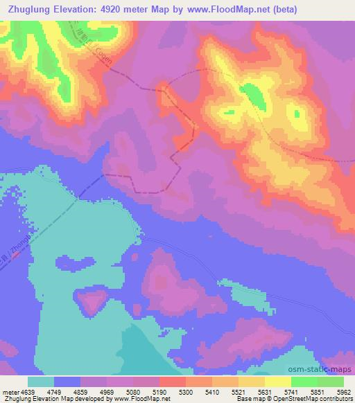 Zhuglung,China Elevation Map