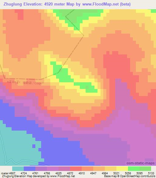 Zhuglung,China Elevation Map