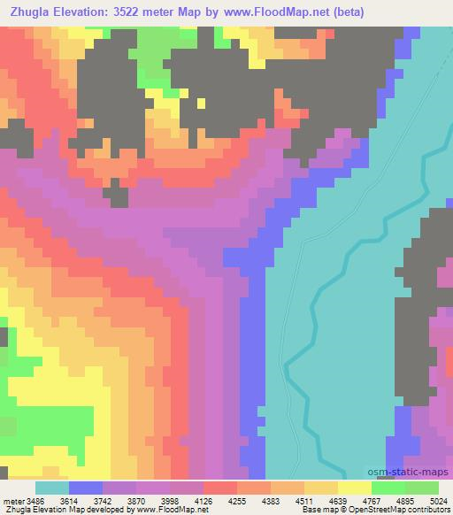 Zhugla,China Elevation Map