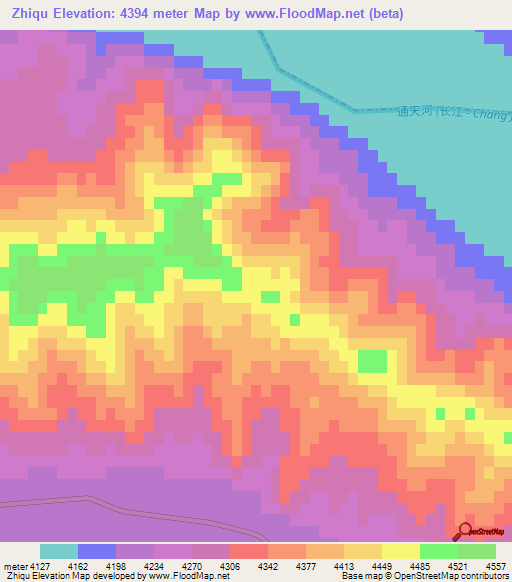 Zhiqu,China Elevation Map