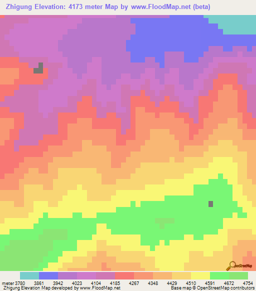 Zhigung,China Elevation Map