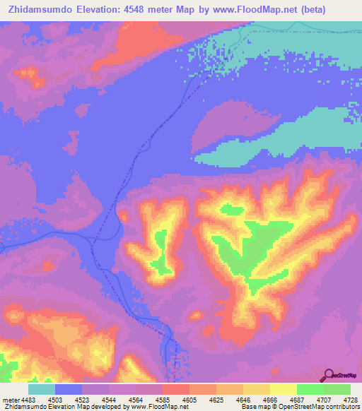 Zhidamsumdo,China Elevation Map