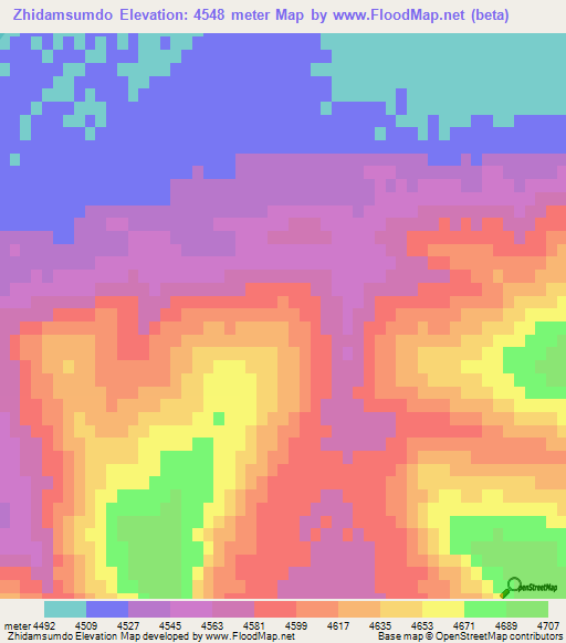 Zhidamsumdo,China Elevation Map