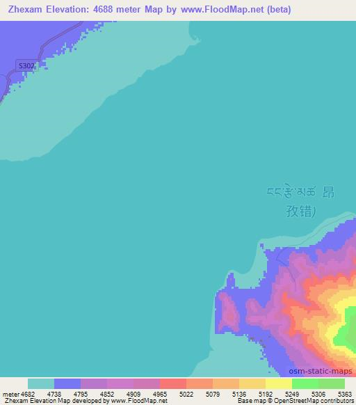 Zhexam,China Elevation Map