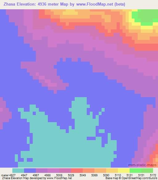 Zhasa,China Elevation Map