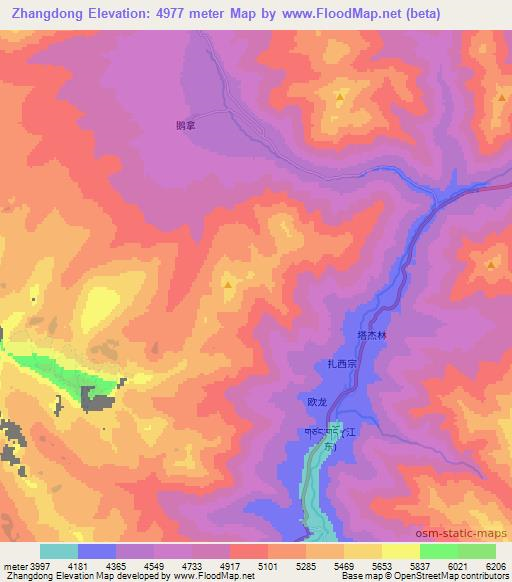 Zhangdong,China Elevation Map