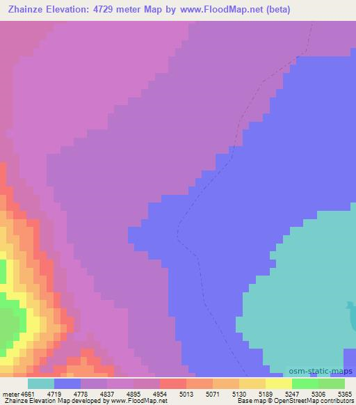 Zhainze,China Elevation Map