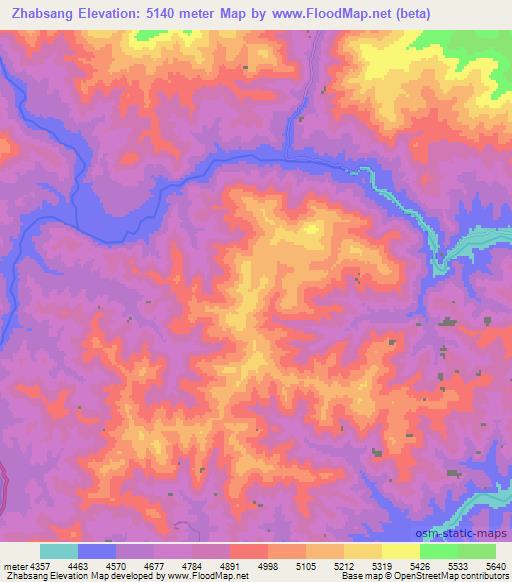 Zhabsang,China Elevation Map