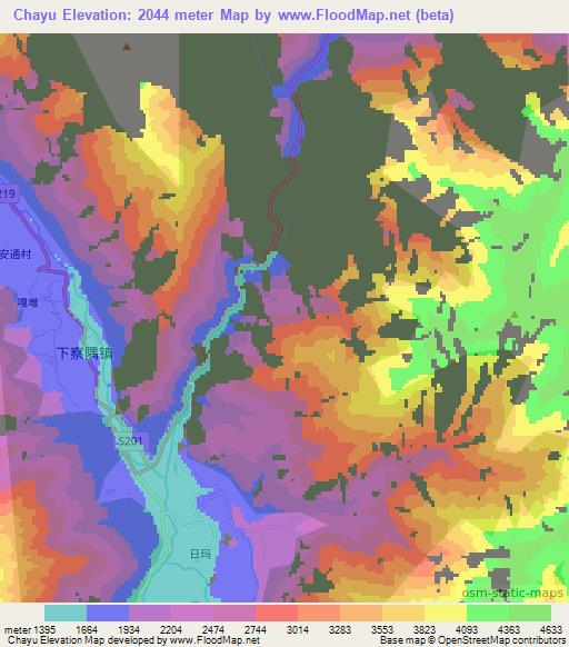 Chayu,China Elevation Map
