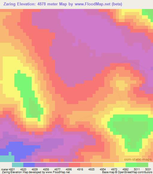 Zaring,China Elevation Map