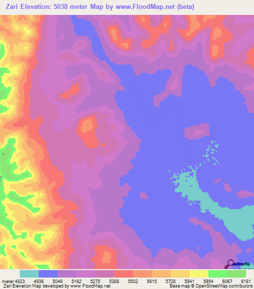 Zari,China Elevation Map