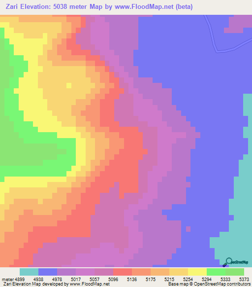 Zari,China Elevation Map