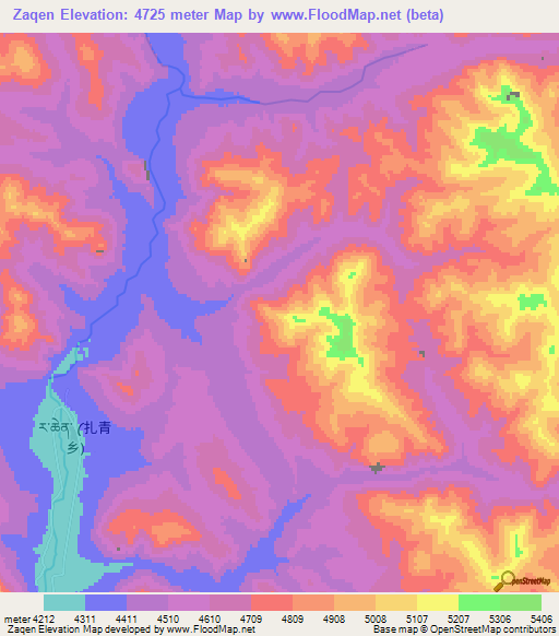Zaqen,China Elevation Map