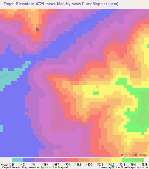 Zaqen,China Elevation Map