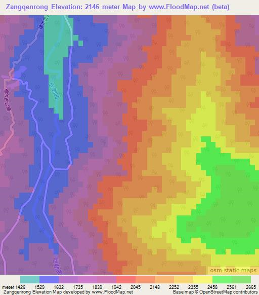 Zangqenrong,China Elevation Map