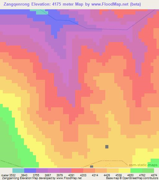 Zangqenrong,China Elevation Map