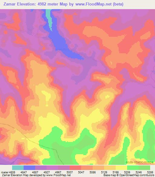 Zamar,China Elevation Map