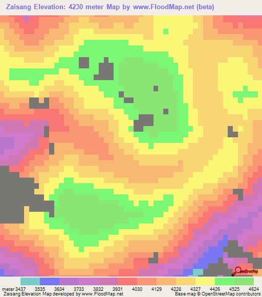Zaisang,China Elevation Map
