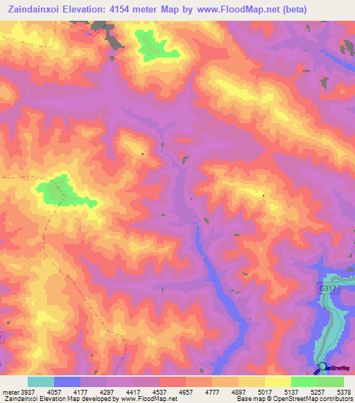 Zaindainxoi,China Elevation Map
