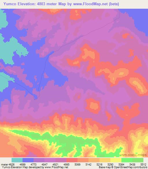 Yumco,China Elevation Map