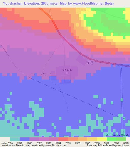 Youshashan,China Elevation Map