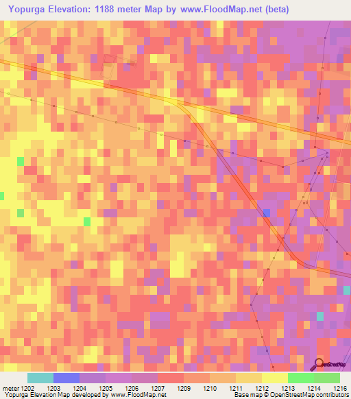 Yopurga,China Elevation Map