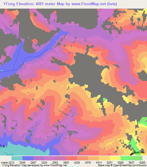 Yi'ong,China Elevation Map