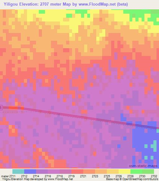 Yiligou,China Elevation Map