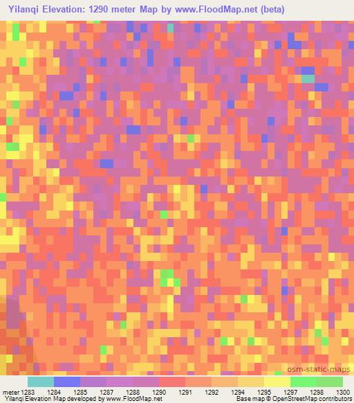 Yilanqi,China Elevation Map