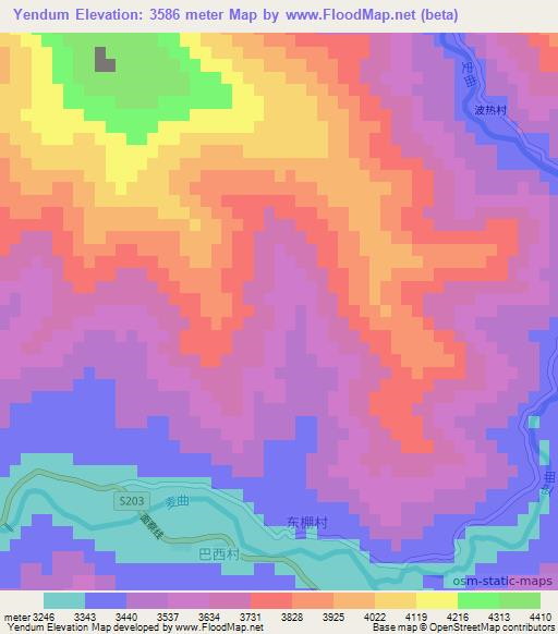 Yendum,China Elevation Map