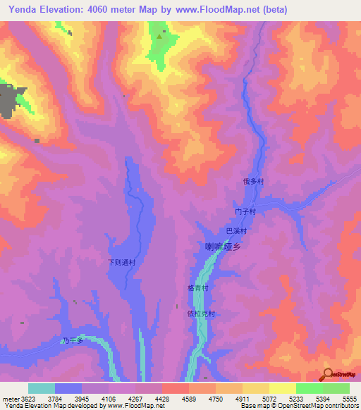 Yenda,China Elevation Map