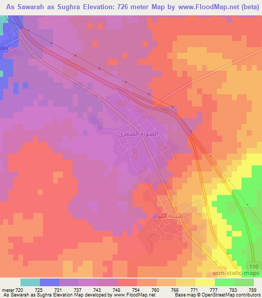 As Sawarah as Sughra,Syria Elevation Map