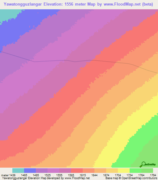 Yawatongguzlangar,China Elevation Map
