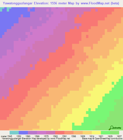 Yawatongguzlangar,China Elevation Map