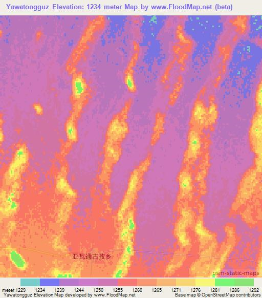 Yawatongguz,China Elevation Map